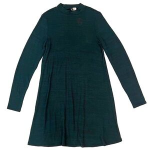 Divided by H&M Green Striated Knit Long Sleeve Mock Neck Shift Dress 4 EUC
